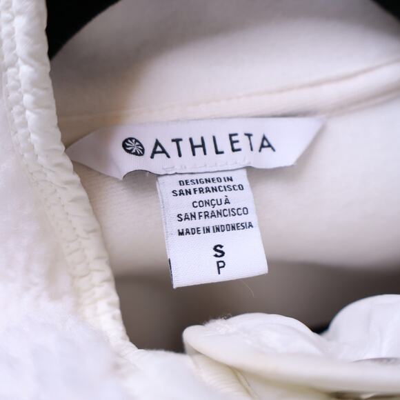 ATHLETA Cozy Sherpa Snap Pullover Sweatshirt White Oversized Filled Women's S - Picture 9 of 11